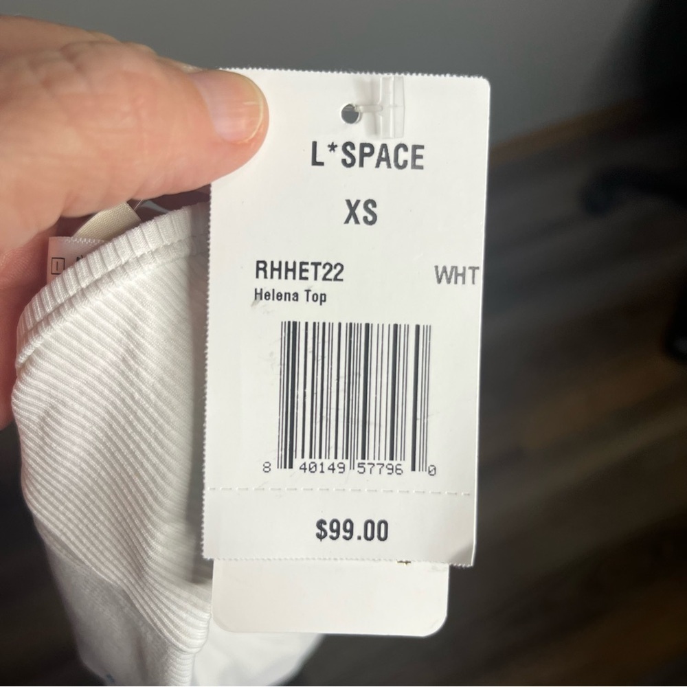 L Space Ribbed‎ Helena Bikini Top White XS Adjustable Strap No Wire NWT - Picture 4 of 4